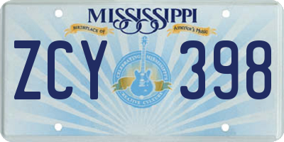 MS license plate ZCY398