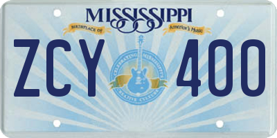 MS license plate ZCY400