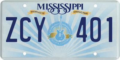 MS license plate ZCY401