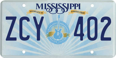MS license plate ZCY402