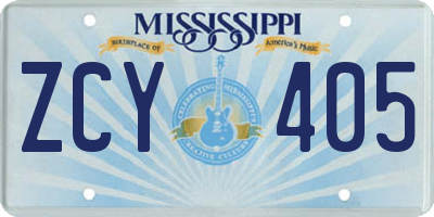 MS license plate ZCY405
