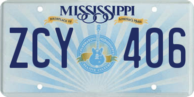 MS license plate ZCY406