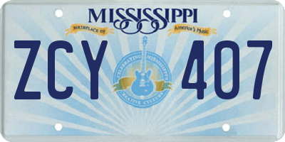 MS license plate ZCY407