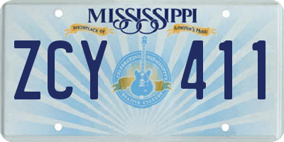MS license plate ZCY411