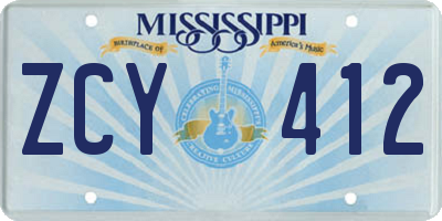 MS license plate ZCY412