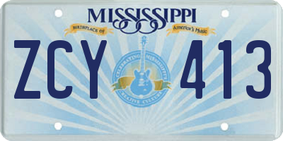 MS license plate ZCY413