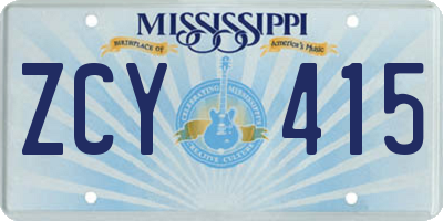 MS license plate ZCY415