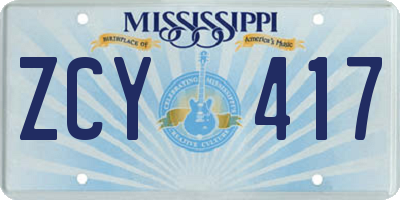 MS license plate ZCY417