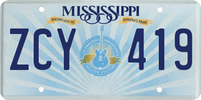 MS license plate ZCY419