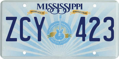MS license plate ZCY423