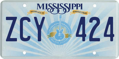 MS license plate ZCY424