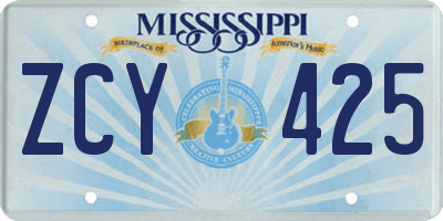 MS license plate ZCY425