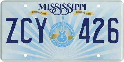 MS license plate ZCY426