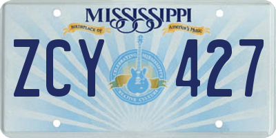MS license plate ZCY427