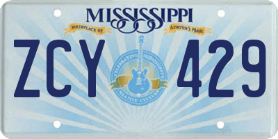 MS license plate ZCY429