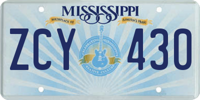 MS license plate ZCY430