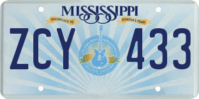 MS license plate ZCY433