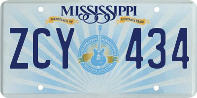 MS license plate ZCY434