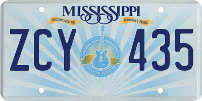 MS license plate ZCY435