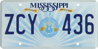 MS license plate ZCY436
