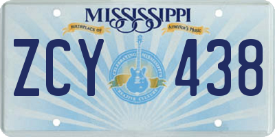 MS license plate ZCY438