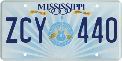 MS license plate ZCY440