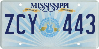 MS license plate ZCY443