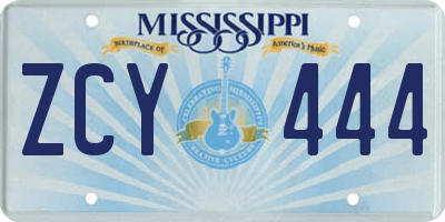 MS license plate ZCY444