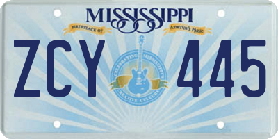 MS license plate ZCY445