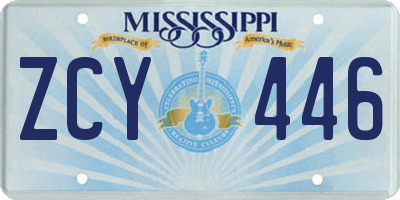MS license plate ZCY446
