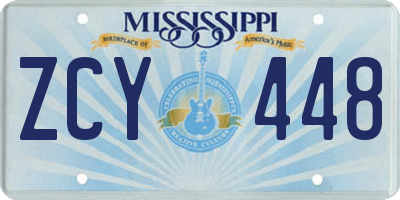 MS license plate ZCY448