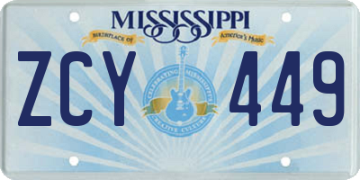 MS license plate ZCY449