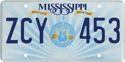 MS license plate ZCY453