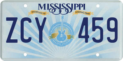 MS license plate ZCY459