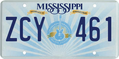 MS license plate ZCY461