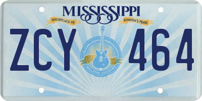 MS license plate ZCY464