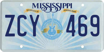 MS license plate ZCY469