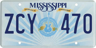 MS license plate ZCY470