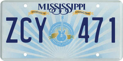 MS license plate ZCY471