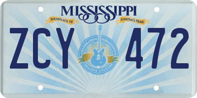 MS license plate ZCY472