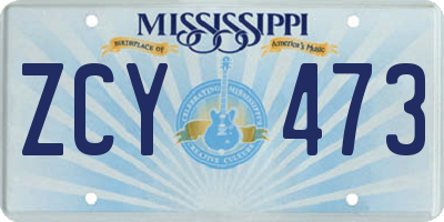 MS license plate ZCY473