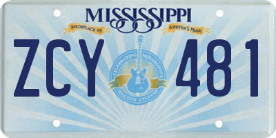 MS license plate ZCY481