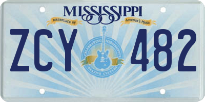 MS license plate ZCY482