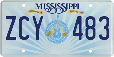 MS license plate ZCY483