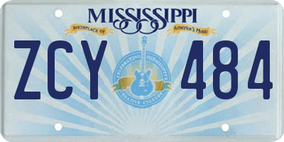 MS license plate ZCY484