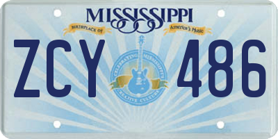 MS license plate ZCY486