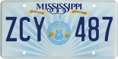 MS license plate ZCY487