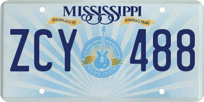 MS license plate ZCY488