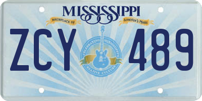 MS license plate ZCY489