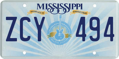 MS license plate ZCY494